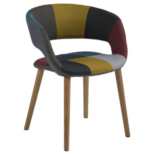 Jídelní židle Garry s dřevěnou podnoží, patchwork, více barev