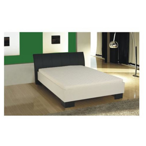 Manželská postel, ekokůže černá/bílé lamino, 160x200, TALIA