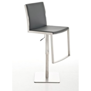 Barová židle s čalouněním v šedé ekokůži a s nerezovou podnoží DO018