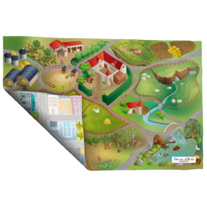 House of Kids Dětská oboustranná hrací podložka Okres/Farma, 100x150 cm