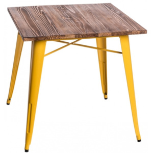 Jídelní stůl Tolix 76x76, žlutá/ořech