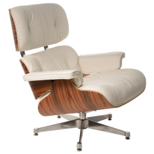 Křeslo Lounge chair, bílá, palisandr