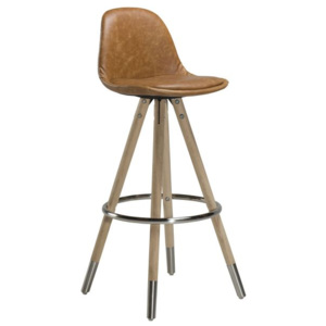 Barová židle DanForm Orso, světle hnědá ekokůže, podnož dub/matný chrom DF201500140-184 DAN FORM