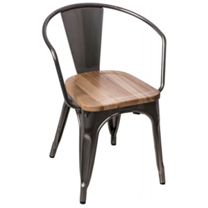 Jídelní židle Tolix 45 s područkami, metalická/borovice