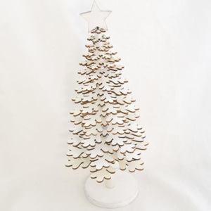 ID vánoční stromeček | dřevěný | bílý | na stojánku Velikost: velký