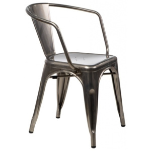 Jídelní židle Tolix 45 s područkami, metalická