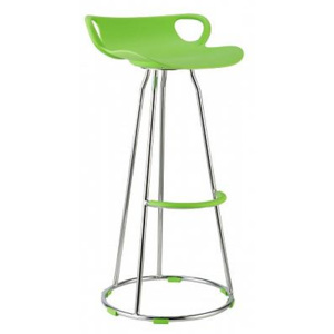 Barová židle, chrom + plast, zelená, GLADI