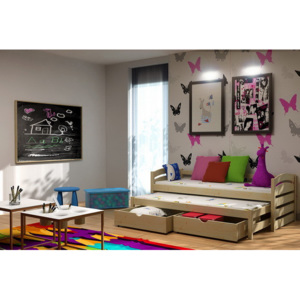 Vomaks Dětská postel s výsuvnou přistýlkou DPV 012 + zásuvky 200 cm x 90 cm Barva bílá