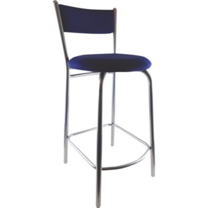Vysoká barová židle BÁRA chromová / tmavě modrá