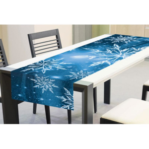 DIMEX TS V04 Zimní ubrusy - Zimní běhoun na stůl modré SNĚHOVÉ VLOČKY | 40 x 140 cm