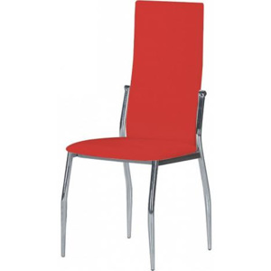 Židle, ekokůže červená/chrom, SOLANA