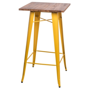 Barový stůl Tolix, žlutá/tmavé dřevo 73128 CULTY