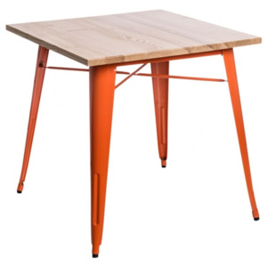 Jídelní stůl Tolix 76x76, oranžová/světlé dřevo 72990 CULTY