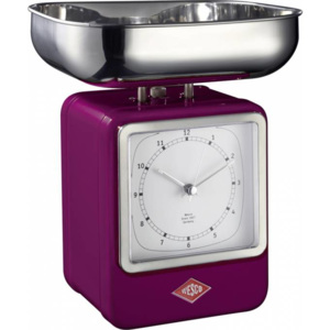Kuchyňské váhy s hodinami Wesco (barva-fialová ostružinová)