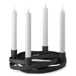 Svícen Ribbons pro 4 svíčky, černá, černá