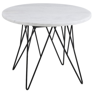 Kulatý konferenční stolek 55 cm s bílou mramorovou deskou na kovové konstrukci DO042