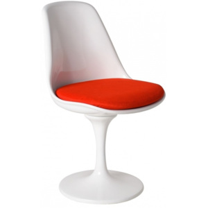 Židle Tulip, bílá/červený sedák 3342 CULTY