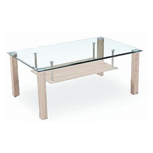 Konferenční stolek NADIA dub Sonoma / sklo / chrom
