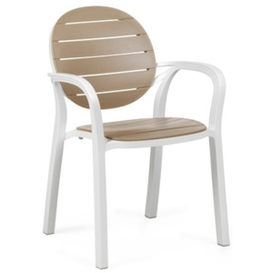 Židle Lima s područkami, bílá/béžová