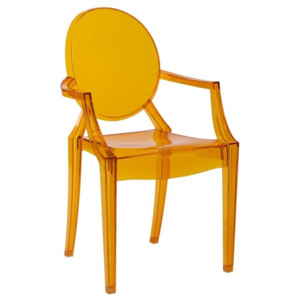 Designová židle Ghost s područkami, transparentní tm. žlutá 48934 CULTY