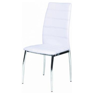 Židle, ekokůže bílá / chrom, DELA