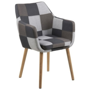 Židle s područkami Marte, patchwork, šedá SCHDN0000064865 SCANDI