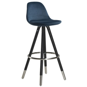 Barová židle DanForm Orso, modrý samet, černá podnož/matný chrom DF201500170-182 DAN FORM