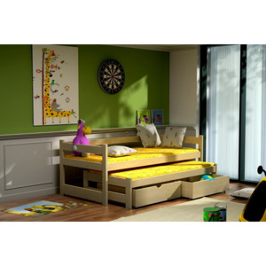 Vomaks Dětská postel s výsuvnou přistýlkou DPV 003 + zásuvky 200 cm x 90 cm Barva bílá