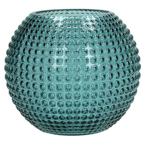 KERSTEN - Váza skleněná, petrolejová, 14,8x14,8x13cm - (WER-2159)