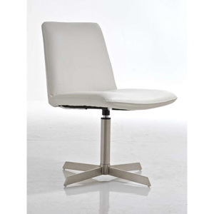 Otočná židle s čalouněním z ekokůže v hnědé barvě na kovové podnoži DO029