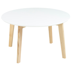 Kulatý konferenční stolek 80 cm v bílé matné barvě na dřevěné konstrukci DO041