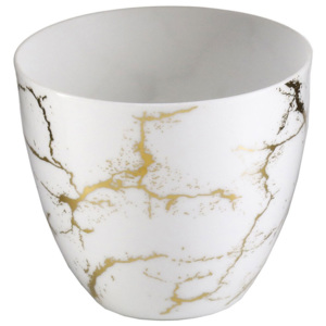 Čajový svícen porcelánový Porslin, 9 cm, bílá/zlatá, bílá / zlatá