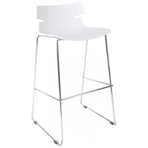 Barová židle Custom, bílá s chromovanou podnoží 27321 CULTY