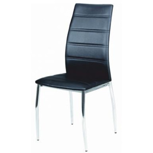 Židle, ekokůže černá / chrom, DELA