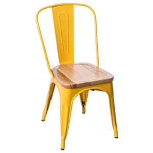Jídelní židle Tolix 45, žlutá/borovice