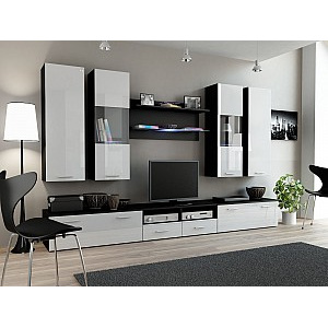 Luxusní velká obývací stěna DREAM Bílá lesk / černá