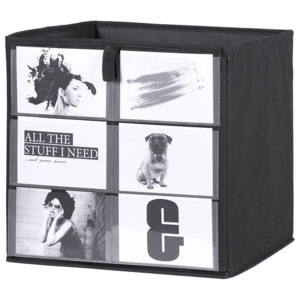 Úložný box Beta 1, 32 cm, Fotobox, černá / bílá