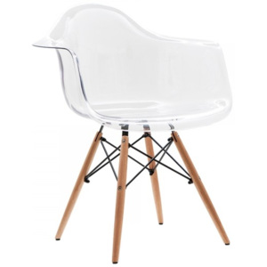 Designová židle DAW, transparentní sedák (Buk)