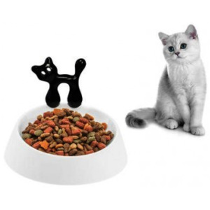 Miska pro kočku MIAOU (Barva- bílá+ černá kočka)
