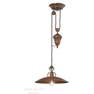 Il Fanale Barco, závěsná stahovací lampa z mosazi a železa, 1x77W E27, průměr 36cm ilf 207.14.OF