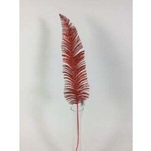 List kapradí umělý s glitry červený 80cm