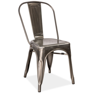 Jídelní kovová židle LOFT 2, ocel kartáčovaná