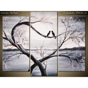 Tištěný obraz s hodinami Ptačí láska na větvi 90x70cm ZP2516A_3C (Různé varianty)