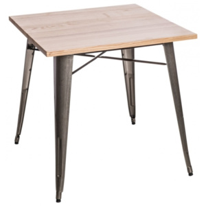 Jídelní stůl Tolix 76x76, metalická/borovice