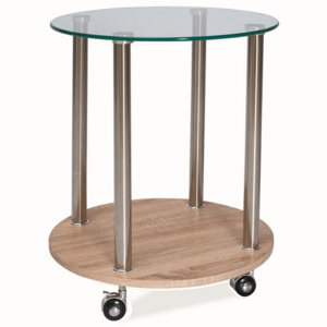 Smartshop Konferenční stolek CARLA, sklo/kov/dub sonoma