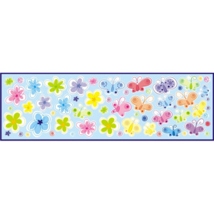 Forclaire Dekorace na zeď Motýli, květiny, kolečka - 0,5 m2