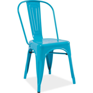 Casarredo Jídelní kovová židle LOFT modrá