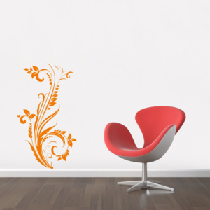 Květinový vzor - samolepka na zeď Oranžová 20 x 50 cm