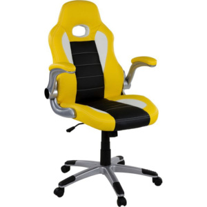 Otočná kancelářská židle GT-Racer - žlutá/černá/bílá