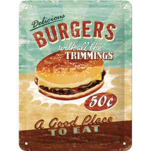 Plechová cedule Burgers Rozměry: 15x20cm